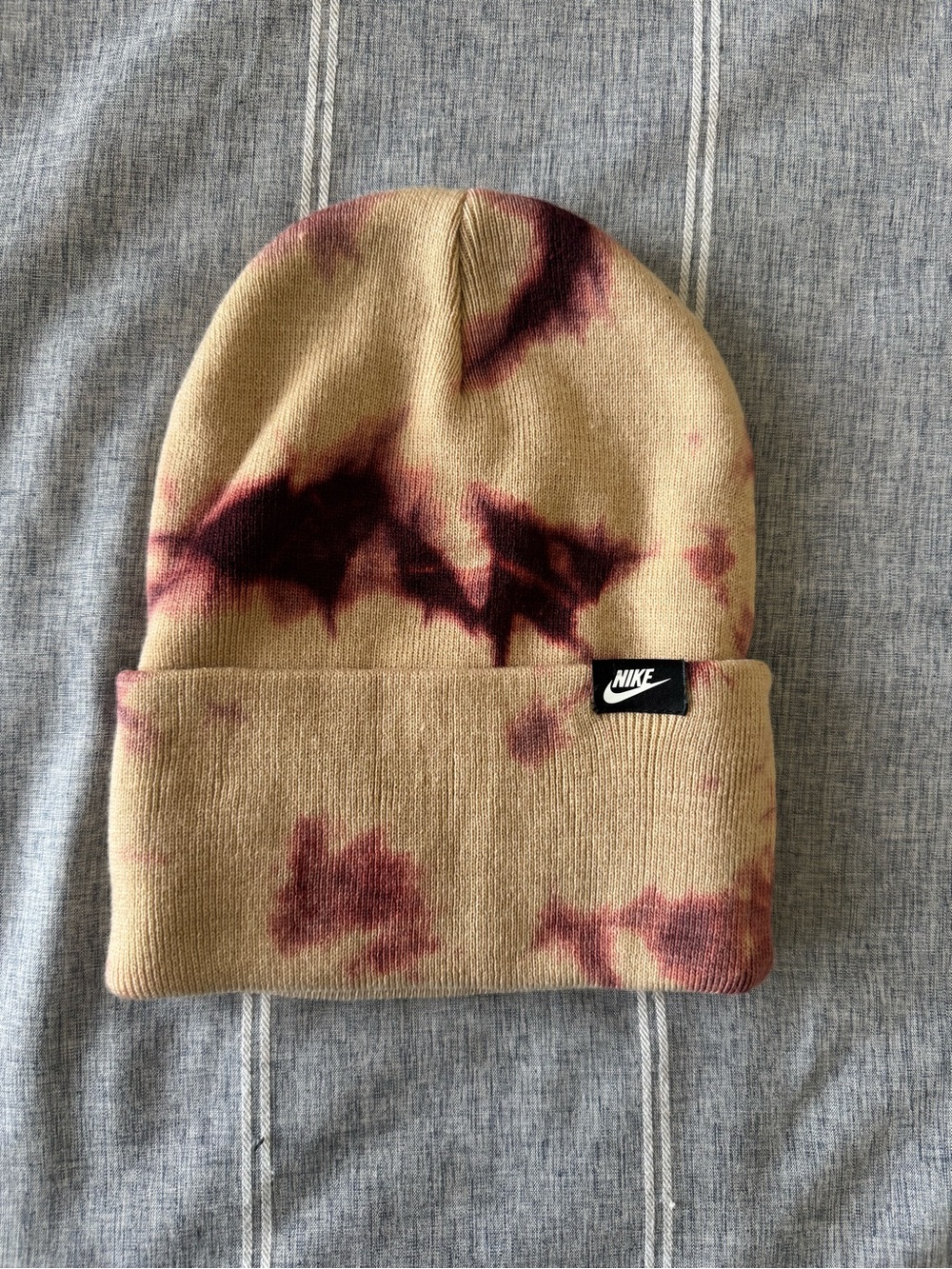 Nike Tan & Maroon Tie-Dye Cuffed Beanie